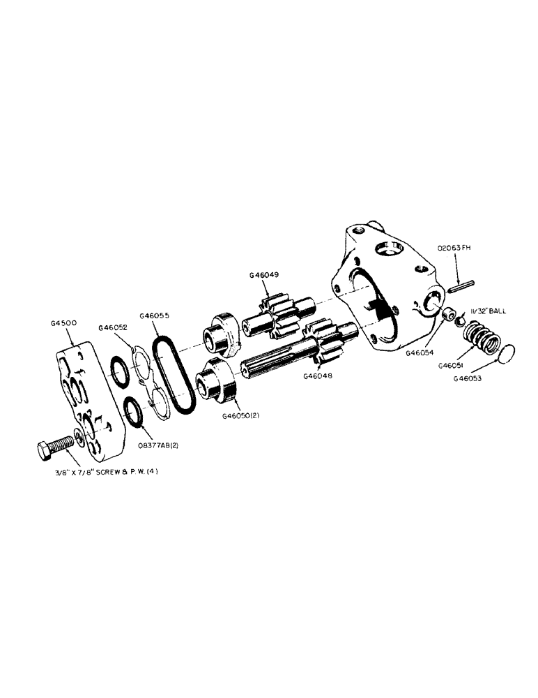 Схема запчастей Case IH 300-SERIES - (155) - PARTS FOR G45100 HYDRAULIC PUMP (08) - HYDRAULICS