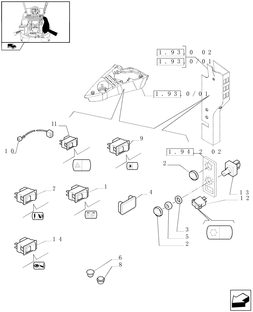 Схема запчастей Case IH PUMA 165 - (1.75.1[01]) - SWITCHES AND RELATED PARTS (06) - ELECTRICAL SYSTEMS