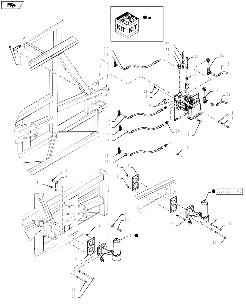 Схема запчастей Case IH 3330 - (55.418.08[02]) - AUTOBOOM, ULTRAGLIDE, 120, BOOM LEVEL AND HEIGHT CONTROL, BSN YBT031929 (55) - ELECTRICAL SYSTEMS