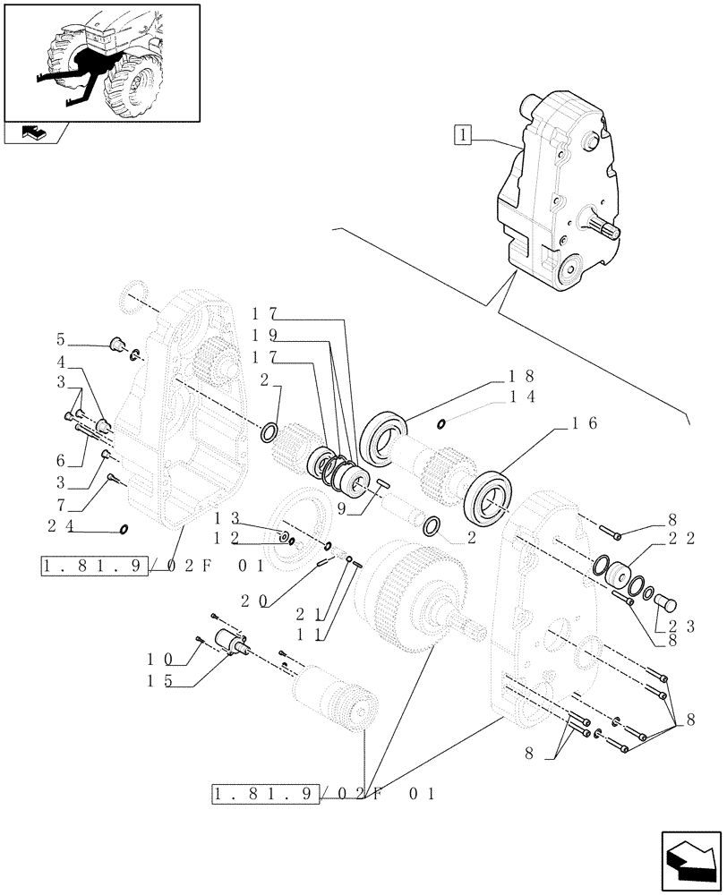 Схема запчастей Case IH PUMA 195 - (1.81.9/02F[02]) - FRONT PTO - GEARBOX - BREAKDOWN (07) - HYDRAULIC SYSTEM