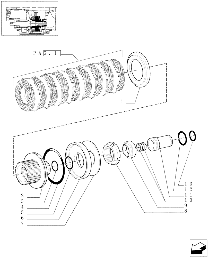 Схема запчастей Case IH MXM190 - (1.33.3/01[02]) - START HYDRAULIC CLUTCH (4WD) (04) - FRONT AXLE & STEERING