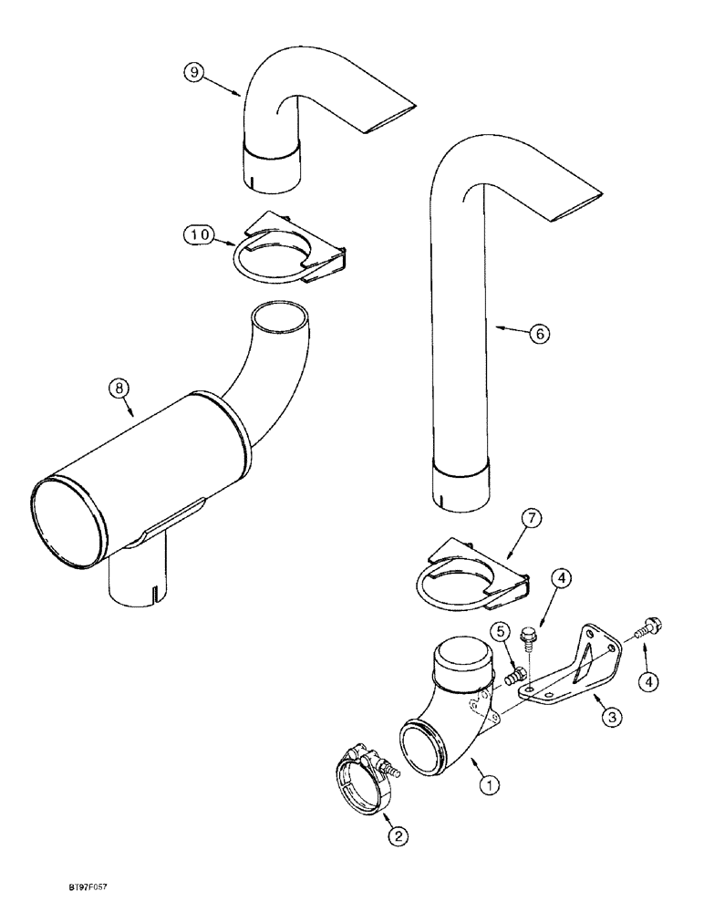 Схема запчастей Case IH 6591TA - (2-10) - EXHAUST SYSTEM, STANDARD 
