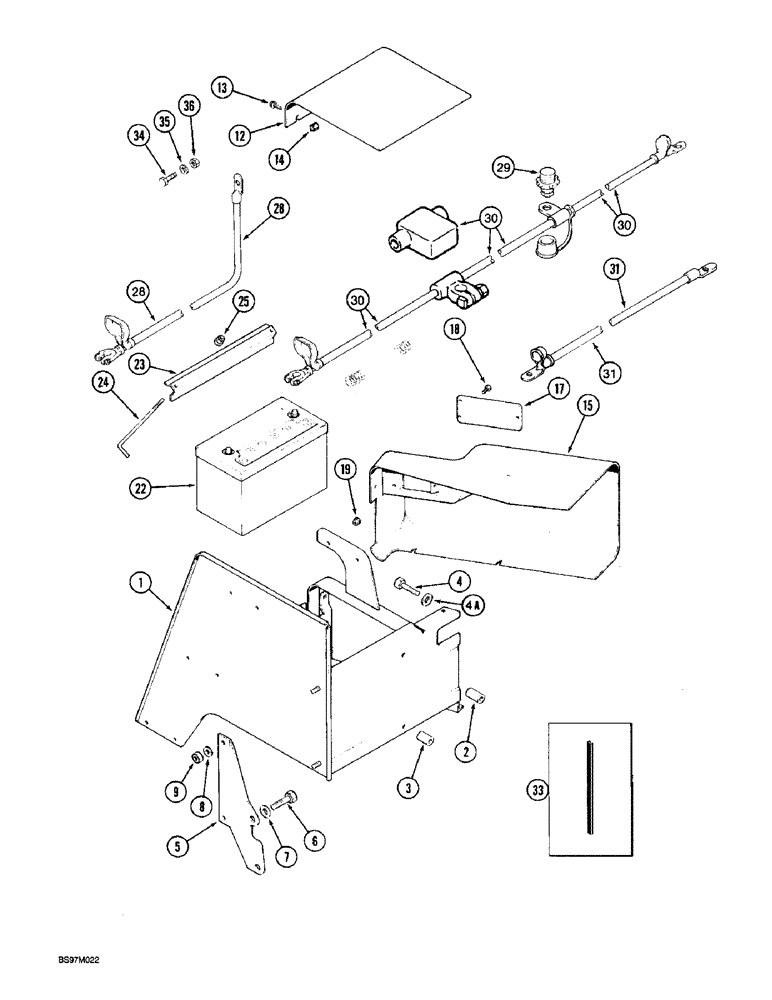 Схема запчастей Case IH 8930 - (4-029A) - BATTERY, BATTERY BOX AND CABLES, P.I.N. JJA0076314 AND AFTER (04) - ELECTRICAL SYSTEMS