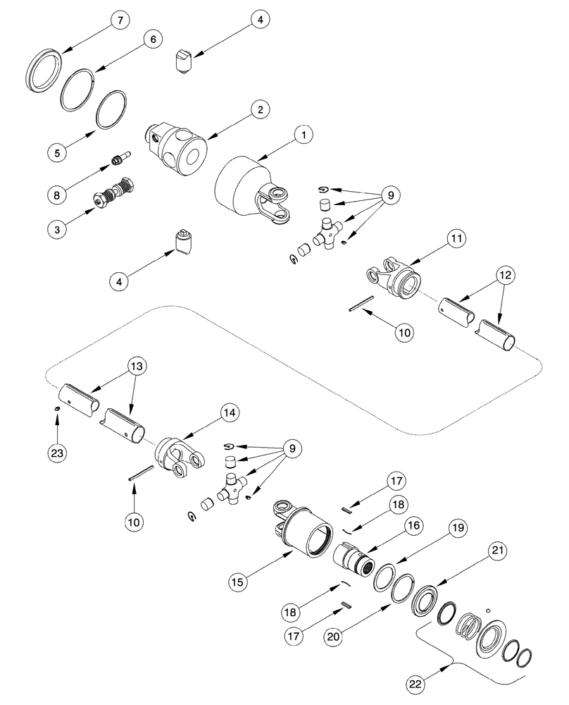 Схема запчастей Case IH 420 TIER 3 - (09A-11) - DRIVE SHAFT - MAIN DRUM, 4 ROW WIDE (IF EQUIPPED) (13) - PICKING SYSTEM