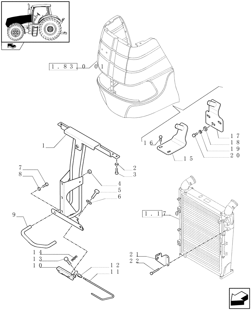 Схема запчастей Case IH PUMA 125 - (1.83.0[03]) - HOOD - LATCH - C6653 (08) - SHEET METAL