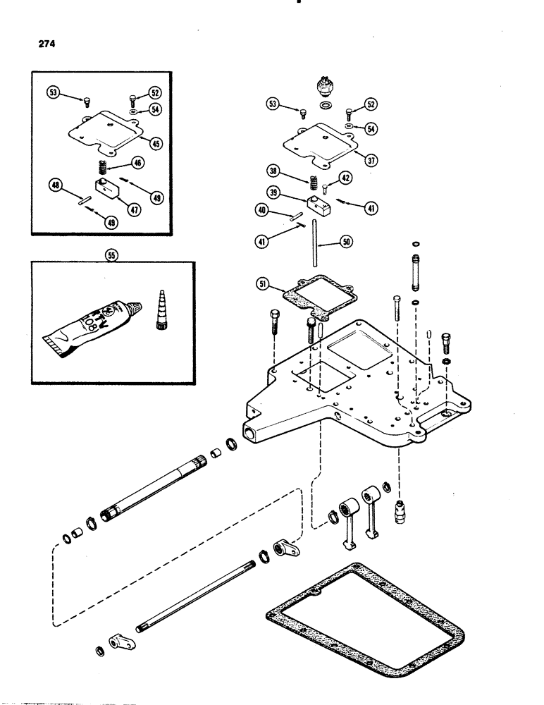 Схема запчастей Case IH 1070 - (0274) - GEAR SHIFT MECHANISM, COVERS AND RELIEF VALVE, POWER SHIFT (06) - POWER TRAIN