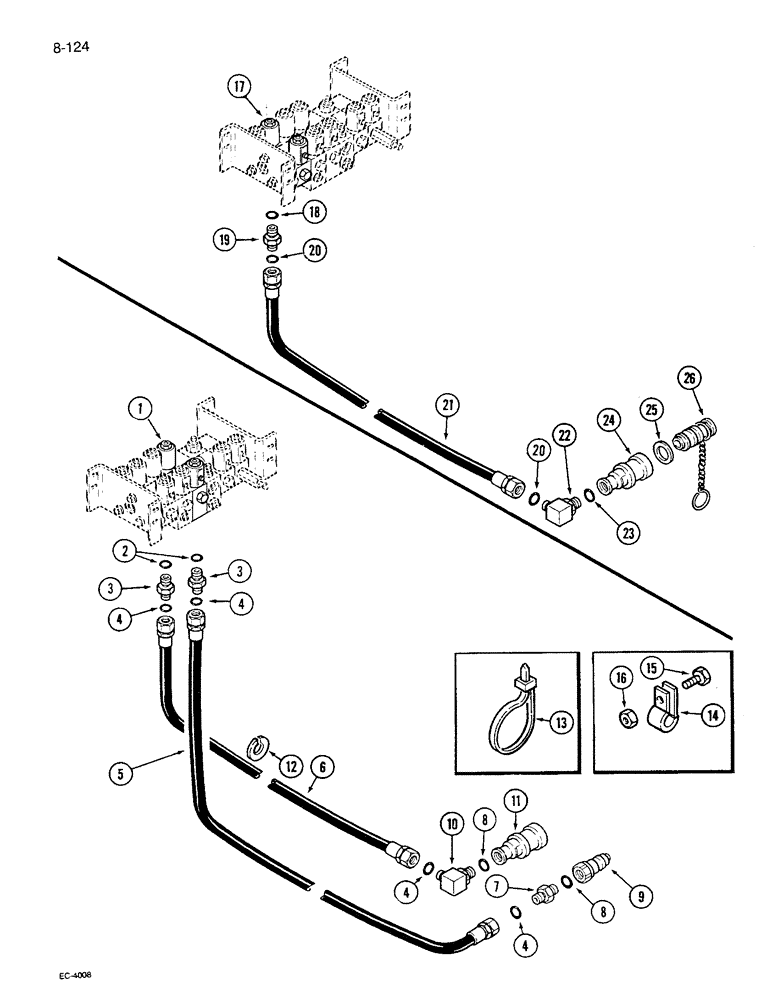 Схема запчастей Case IH 1680 - (8-124) - REEL FORE AND AFT, P.I.N. JJC0117060 & AFTER (07) - HYDRAULICS