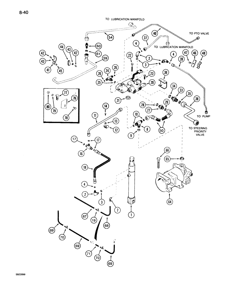 Схема запчастей Case IH 7130 - (8-040) - THREE POINT HITCH HYDRAULICS (08) - HYDRAULICS