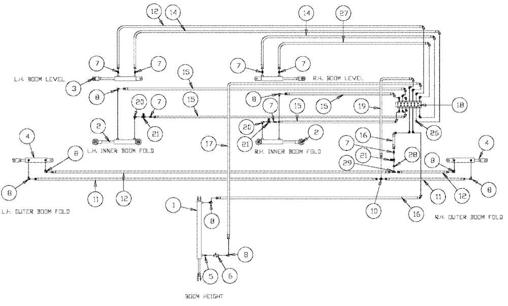Схема запчастей Case IH SPX2130 - (06-007) - BOOMS - 7 AND 9 BANK VALVE Hydraulic Plumbing