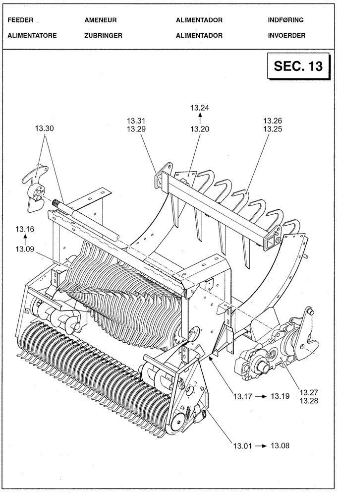 Схема запчастей Case IH LBX331P - (13.00[01]) - SECTION LIST 13 - FEEDER (13) - FEEDER