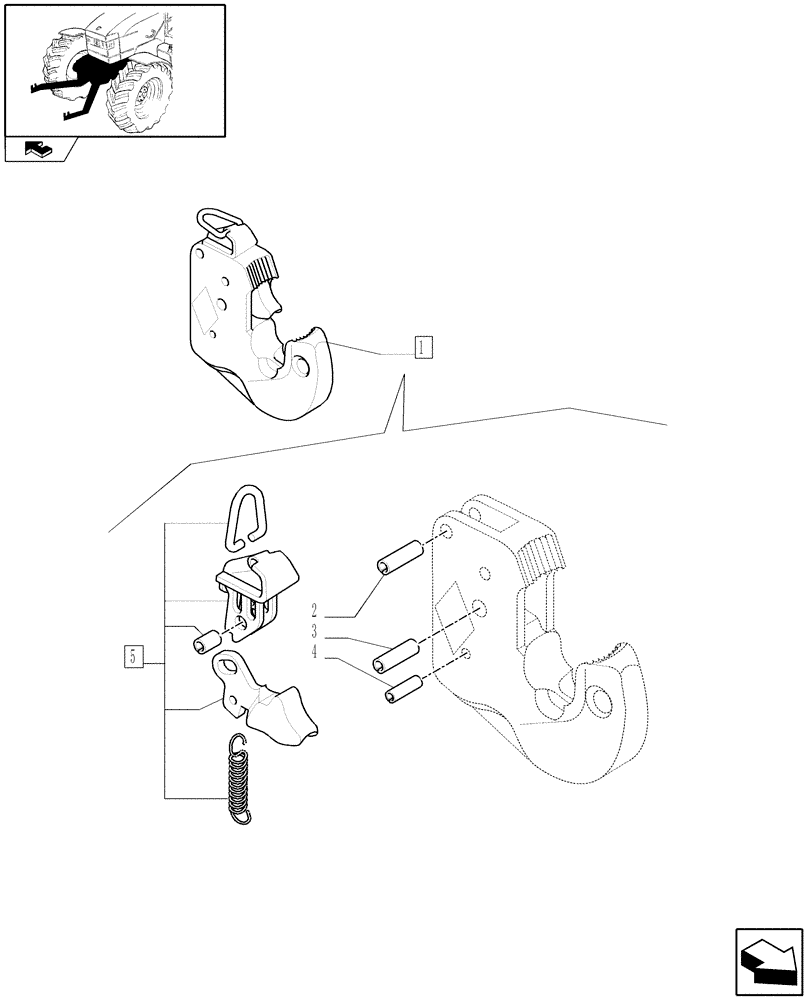 Схема запчастей Case IH PUMA 140 - (1.81.9/02D) - IMPLEMENT LINKAGE HOOK - BREAKDOWN (VAR.330813) (07) - HYDRAULIC SYSTEM