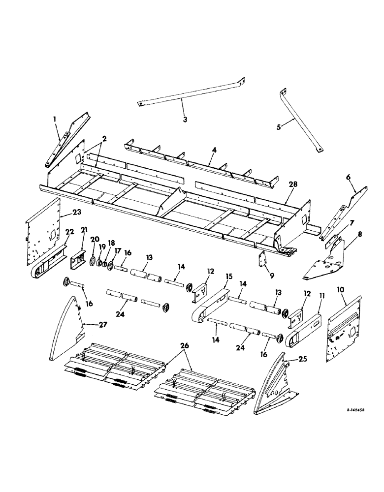 Схема запчастей Case IH 503 - (022) - PLATFORM DRAPER EXTENSION, 16 FT RICE PLATFORM WITH 24 IN. OD AUGER (58) - ATTACHMENTS/HEADERS