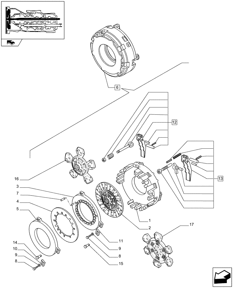 Схема запчастей Case IH JX65 - (1.25.0/01A) - CLUTCH - RELEVANT PARTS - FOR STRADDLE VERSION (03) - TRANSMISSION