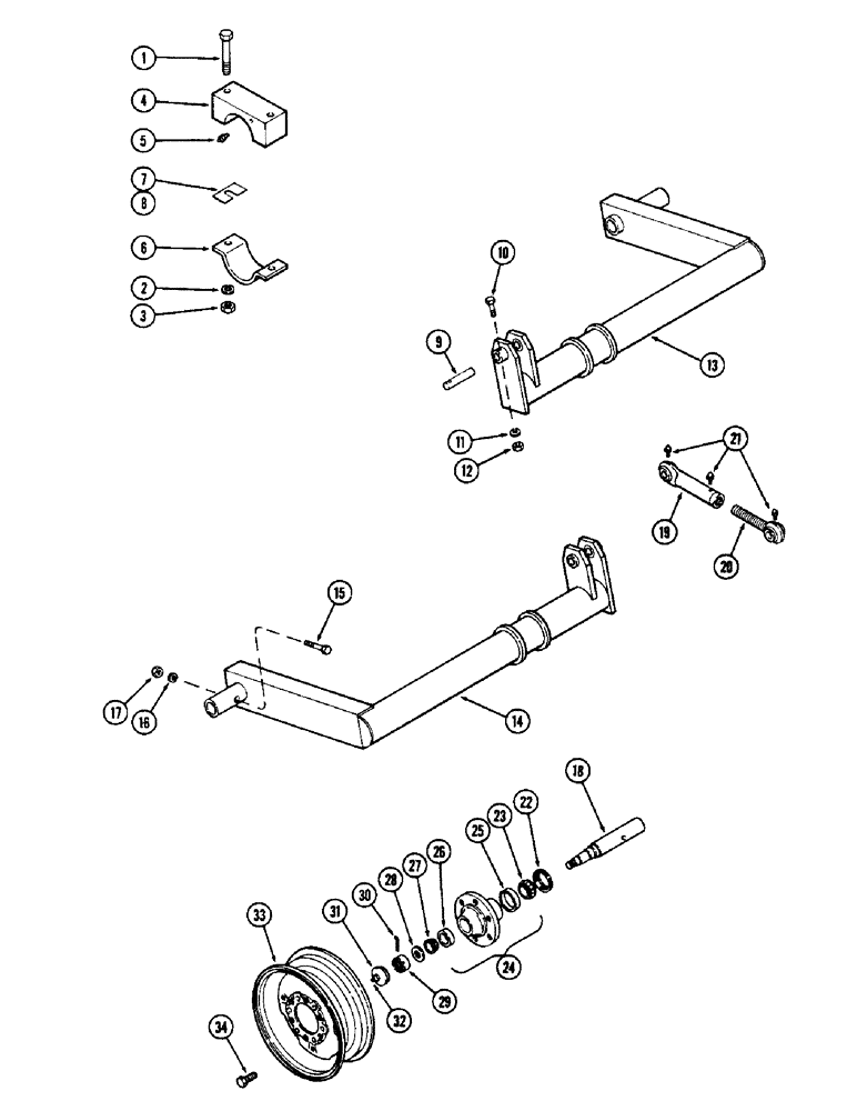 Схема запчастей Case IH DOT 23 - (12) - WING AXLES AND WHEELS, MODELS 23-21 AND 23-23 