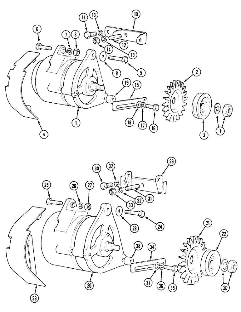 Схема запчастей Case IH 1394 - (4-070) - ALTERNATOR FITTINGS, ENGINES PRIOR TO P.I.N. 11399371 (04) - ELECTRICAL SYSTEMS