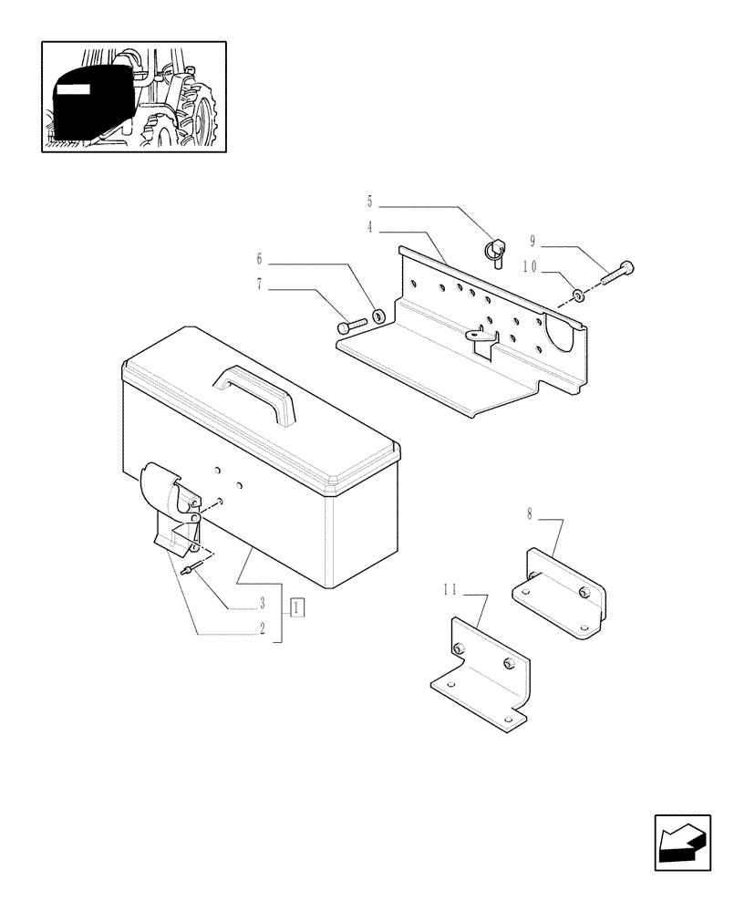 Схема запчастей Case IH MXU110 - (1.90.5) - (VAR.990) TOOL BOX (10) - OPERATORS PLATFORM/CAB