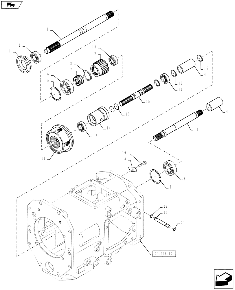 Схема запчастей Case IH FARMALL 50B - (21.148.05) - PTO SHAFT - 16X16 (21) - TRANSMISSION