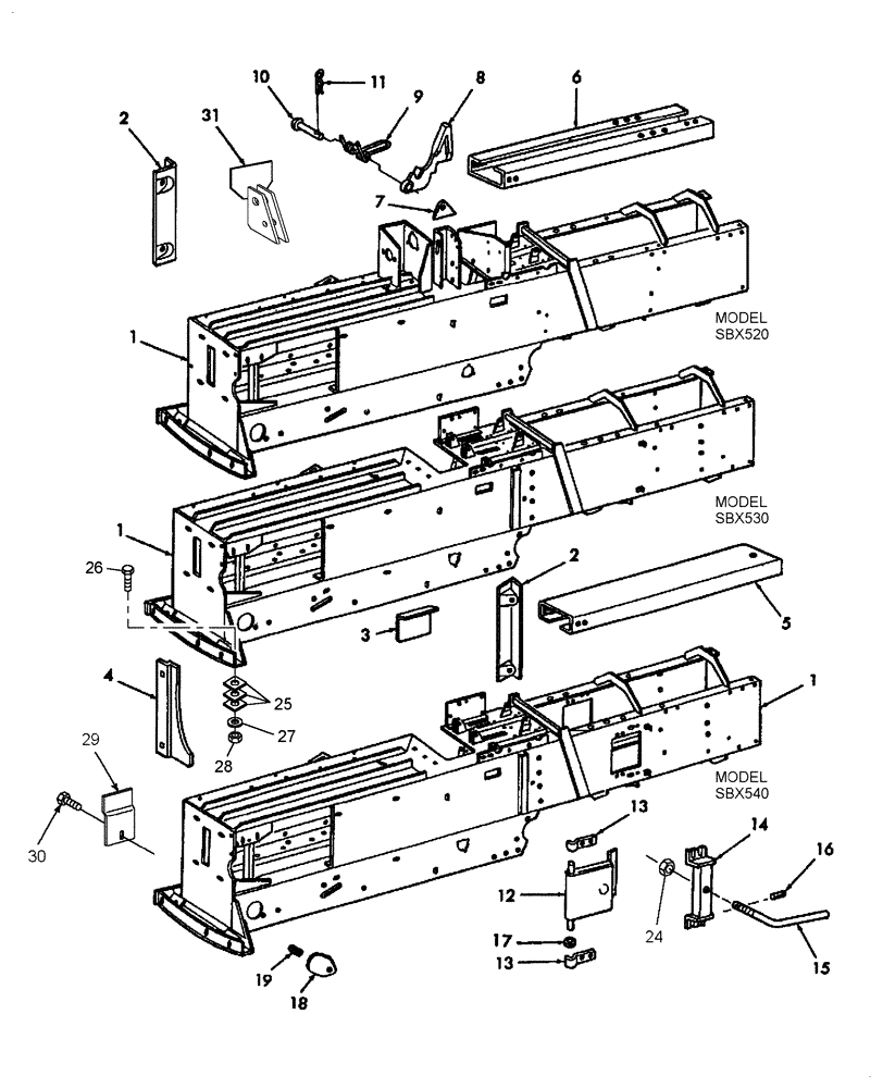 Схема запчастей Case IH SBX520 - (005) - MAIN FRAME (39) - FRAMES AND BALLASTING