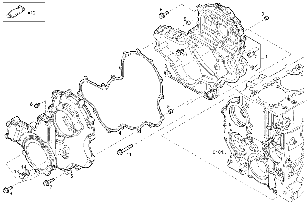 Схема запчастей Case IH F5AE9484G A006 - (0431.018) - FRONT C.CASE COVER 