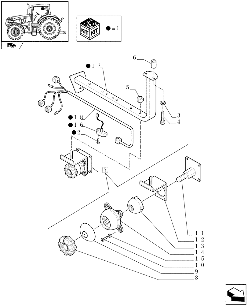 Схема запчастей Case IH MAXXUM 120 - (1.76.0/01[02]) - VIRTUAL TERMINAL (AFS PRO 300) AND REAR ISOBUS - BALER BAR MOUNTING (VAR.331761-336761) (06) - ELECTRICAL SYSTEMS