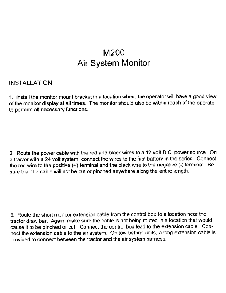 Схема запчастей Case IH 2400 - (C02) - M200 AIR SYSTEM MONITOR 