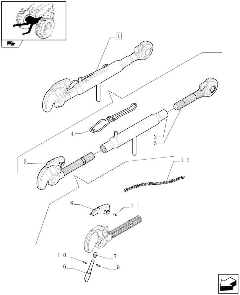 Схема запчастей Case IH PUMA 140 - (1.81.9/03A) - THIRD-LINK SPRAG - BREKDOWN - C5925 (VAR.330831-331831-332831-333831-330847-331847-332847-333847-334847-335847) (07) - HYDRAULIC SYSTEM