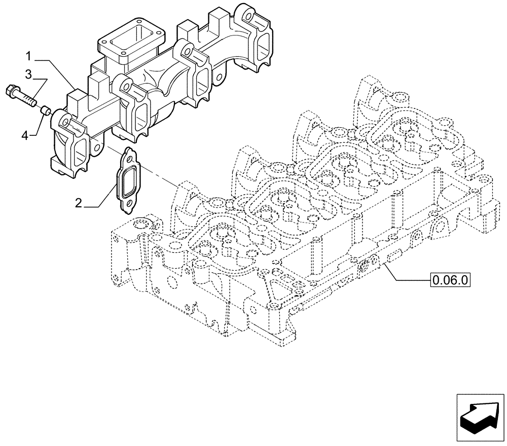 Схема запчастей Case IH P110 - (0.07.7[01]) - EXHAUST MANIFOLD (02) - ENGINE