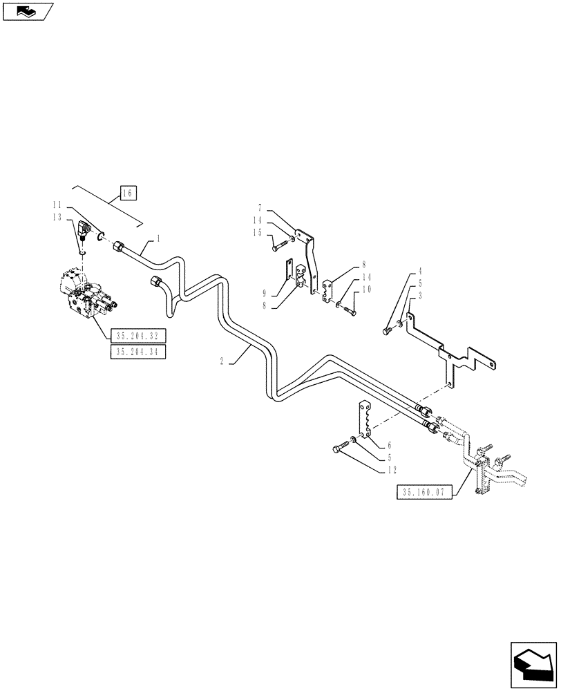 Схема запчастей Case IH PUMA 145 - (35.160.06[01]) - VAR - 332926 - FRONT HPL - TUBES FROM MID MOUNT VALVES - C6989 (35) - HYDRAULIC SYSTEMS