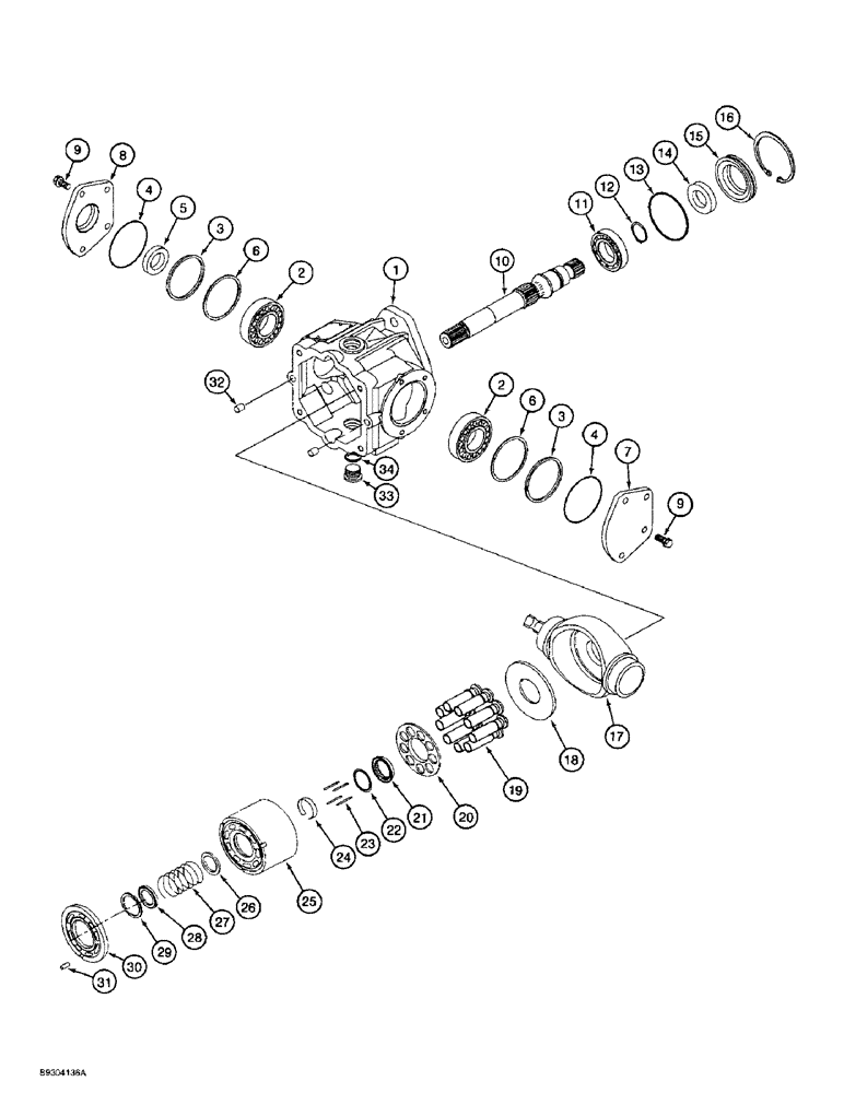 Схема запчастей Case IH 1838 - (6-12) - TANDEM PUMP ASSEMBLY REAR DRIVE PUMP HOUSING INPUT SHAFT & PISTON BLOCK (06) - POWER TRAIN