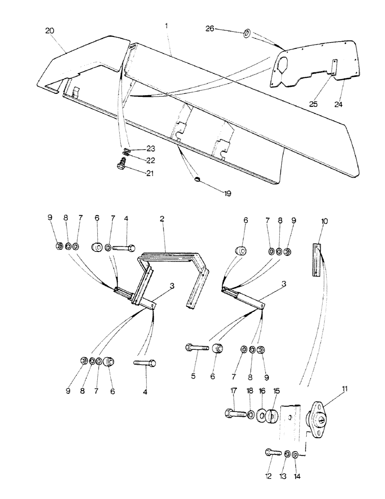 Схема запчастей Case IH 1190 - (N3) - FRONT OPENING, ENGINE COVER, TOP AND HINGE (09) - CHASSIS