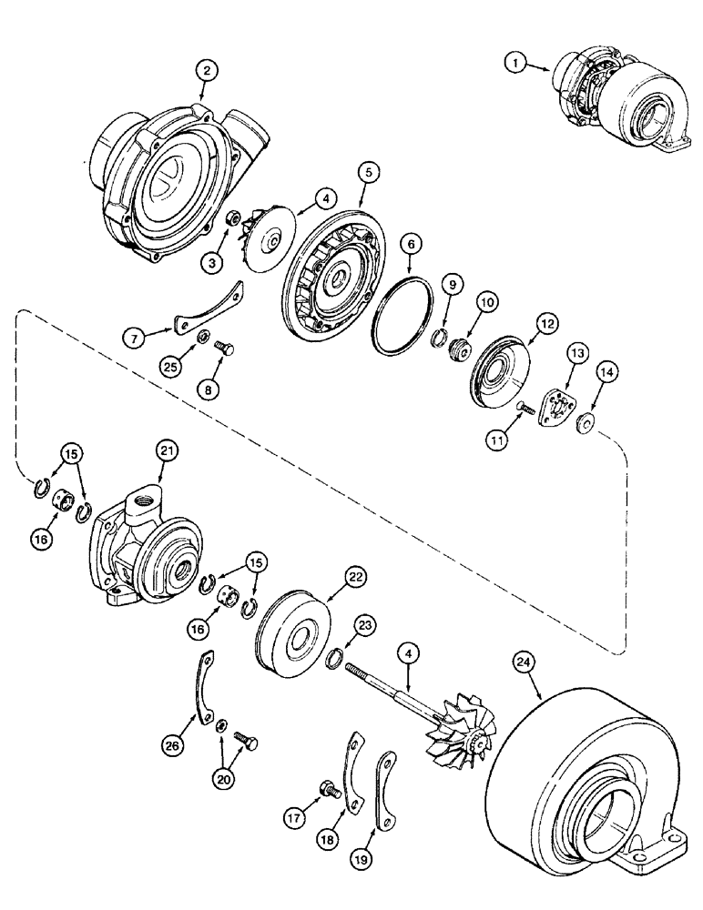 Схема запчастей Case IH 8850 - (10-26) - TURBOCHARGER, SERIAL NUMBER CFH0099001 THRU CFH0099164 (02) - ENGINE
