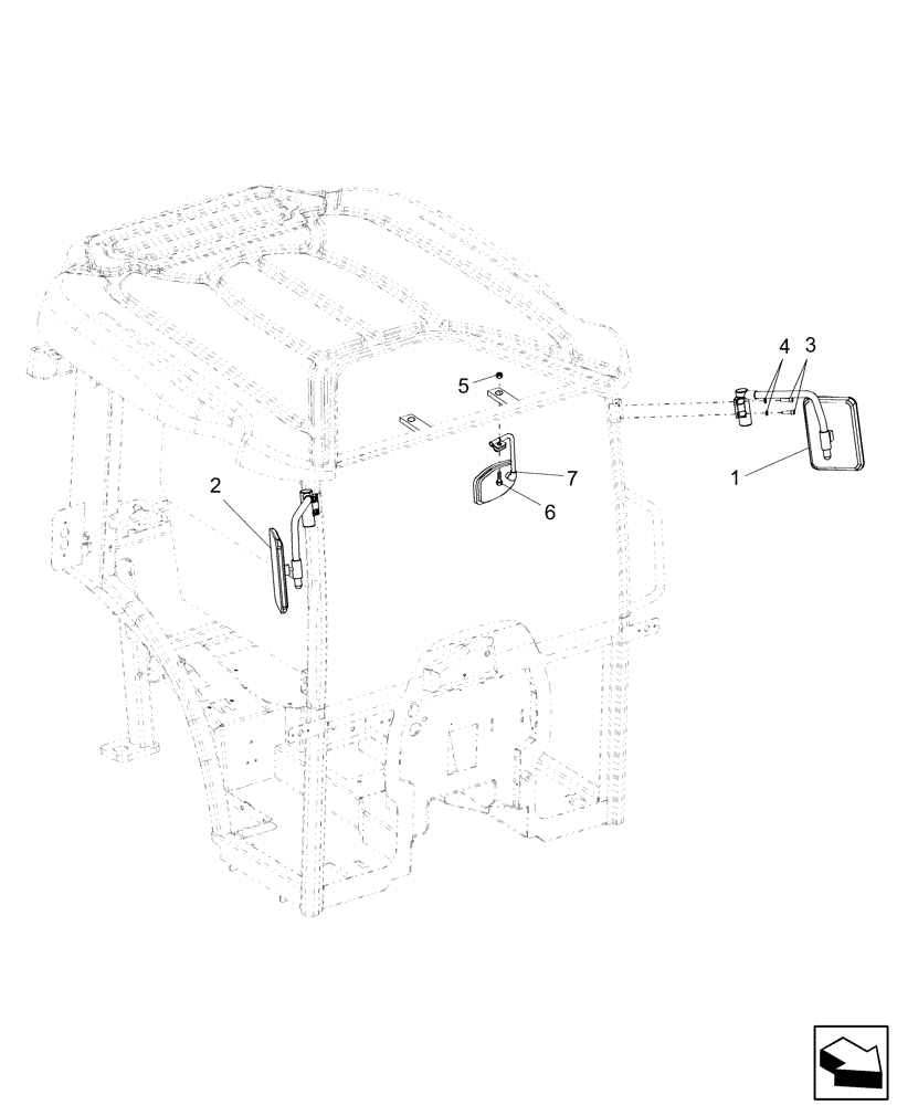 Схема запчастей Case IH FARMALL 60 - (10.19) - OUTSIDE MIRRORS & INSIDE MIRRORS (10) - OPERATORS PLATFORM/CAB