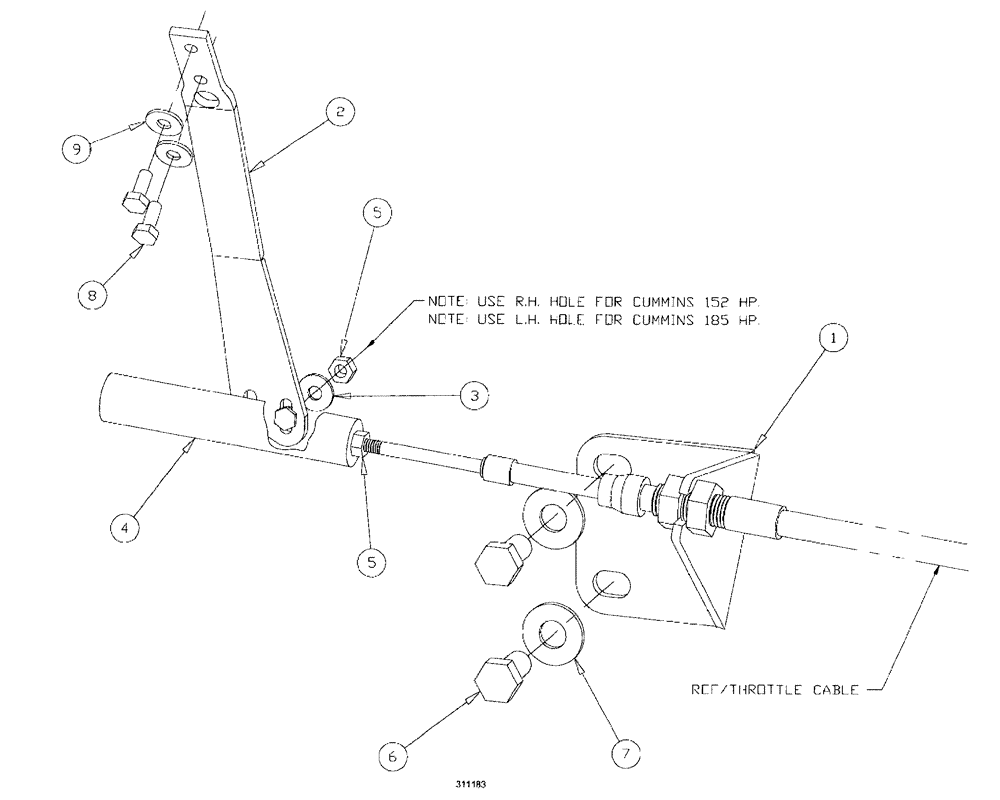 Схема запчастей Case IH SPX3150 - (092) - ENGINE, THROTTLE CABLE ASSEMBLY (10) - ENGINE