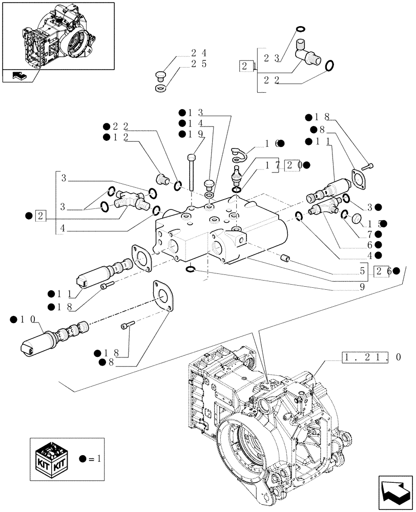 Схема запчастей Case IH PUMA 165 - (1.80.7[03]) - PTO, CLUTCH - VALVE (07) - HYDRAULIC SYSTEM