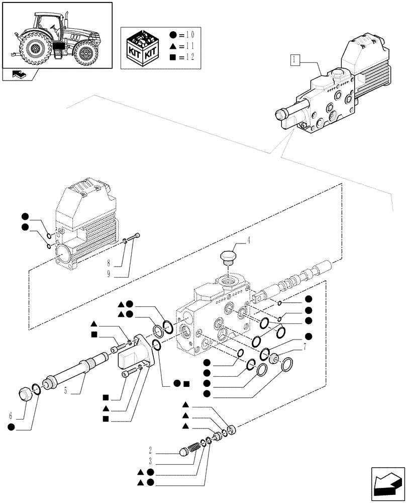 Схема запчастей Case IH PUMA 165 - (1.82.7/05E) - VALVE CONTROL - BREAKDOWN (07) - HYDRAULIC SYSTEM