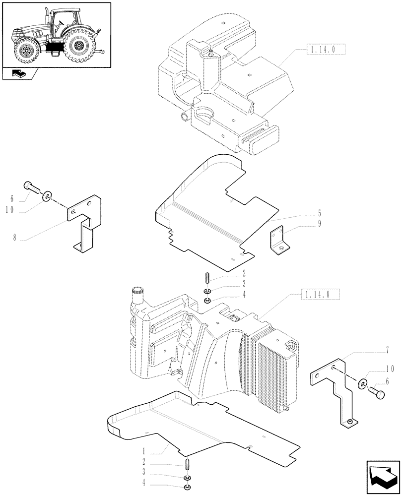 Схема запчастей Case IH PUMA 210 - (1.14.7/02) - (VAR.100) USA COMPLETION PACKAGE - FUEL TANK GUARDS (02) - ENGINE EQUIPMENT
