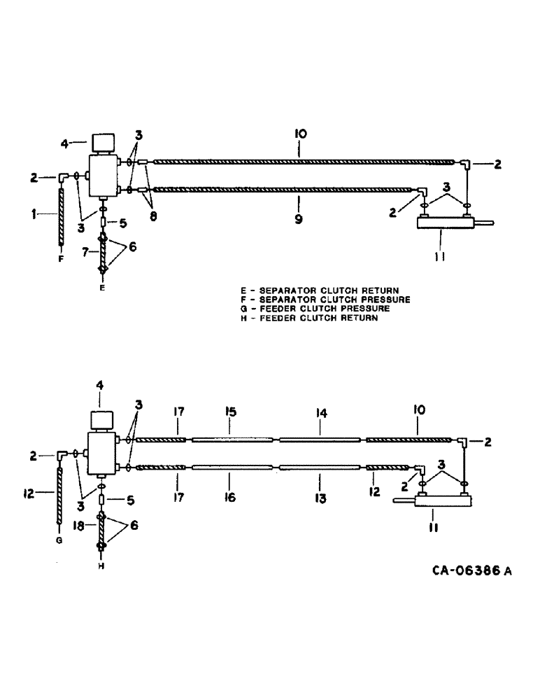 Схема запчастей Case IH 1470 - (10-15) - HYDRAULICS, HYDRAULIC DIAGRAM, FEEDER AND SEPARATOR CLUTCH CYLINDER, S.N. 10000 AND BELOW (07) - HYDRAULICS