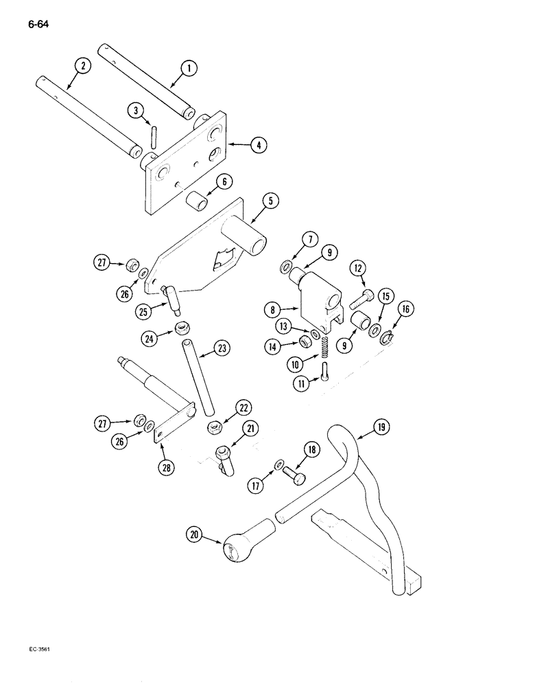 Схема запчастей Case IH 995 - (6-064) - TRANSMISSION RANGE SHIFT CONTROLS, TRACTOR WITH CAB, WITH FORWARD AND REVERSE ATTACHMENT (06) - POWER TRAIN