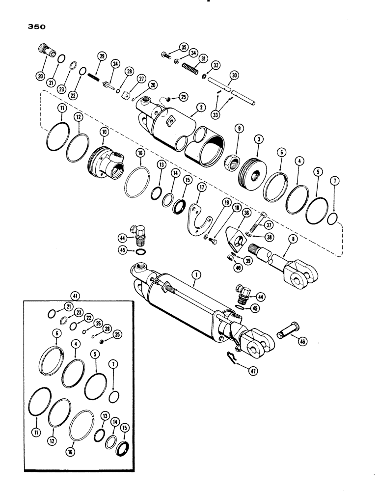 Схема запчастей Case IH 830-SERIES - (350) - A34923 HYDRAULIC CYLINDER, 4 X 8, WITH HYDRAULIC LIMIT STOP (08) - HYDRAULICS