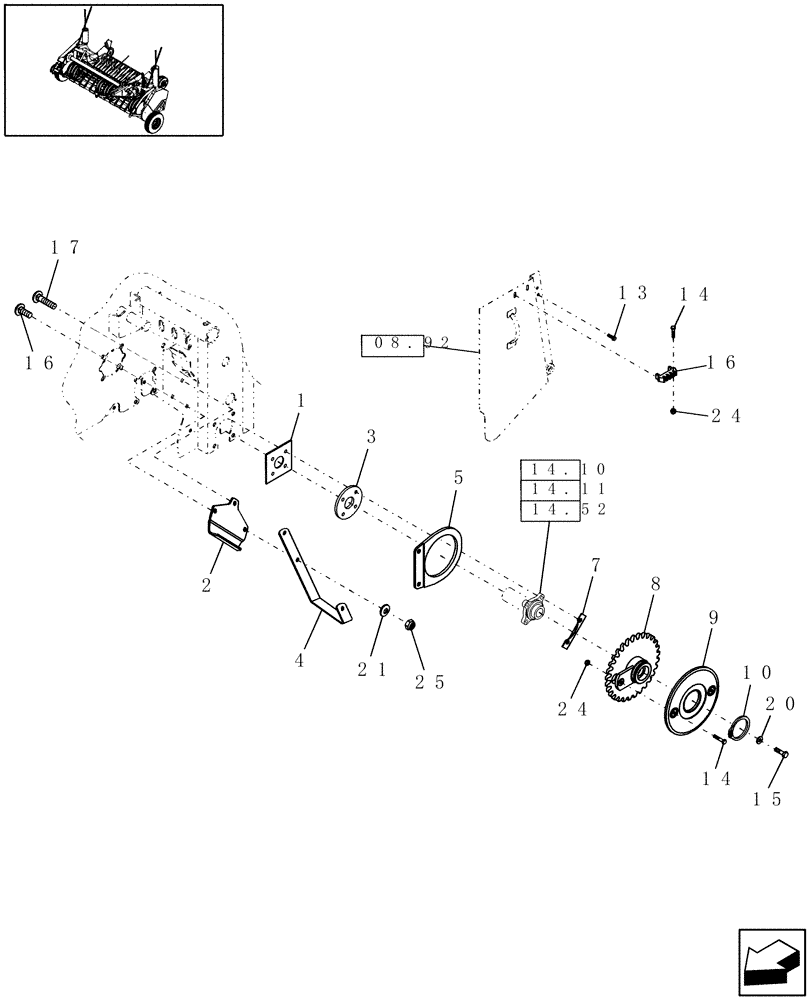 Схема запчастей Case IH RBX452 - (13.337) - 1.8M DUAL CAM WIDE PICKUP & STUFFER FEEDER MOUNTING, EUROPE & R.O.W. (13) - FEEDER