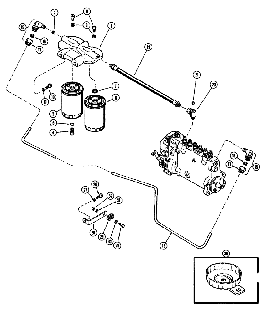 Схема запчастей Case IH 1370 - (048) - FUEL INJECTION FILTER SYSTEM, 504BDT, DIESEL ENGINE (03) - FUEL SYSTEM