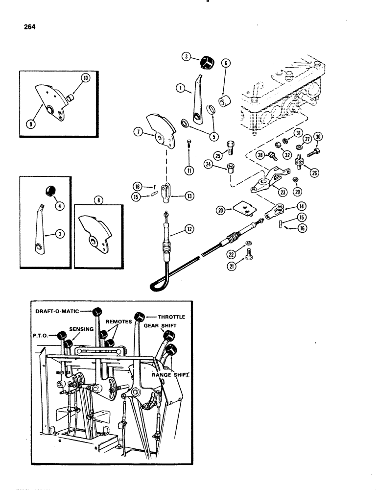 Схема запчастей Case IH 1070 - (0264) - RANGE SHIFT LINKAGE, POWER SHIFT (06) - POWER TRAIN