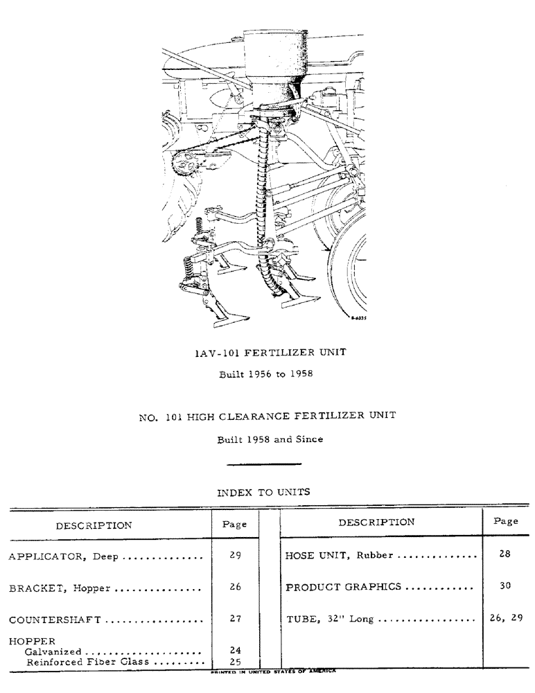 Схема запчастей Case IH 1AV-101 - (H-23) - 1AV-101 FERTILIZER UNIT - INDEX TO UNITS 