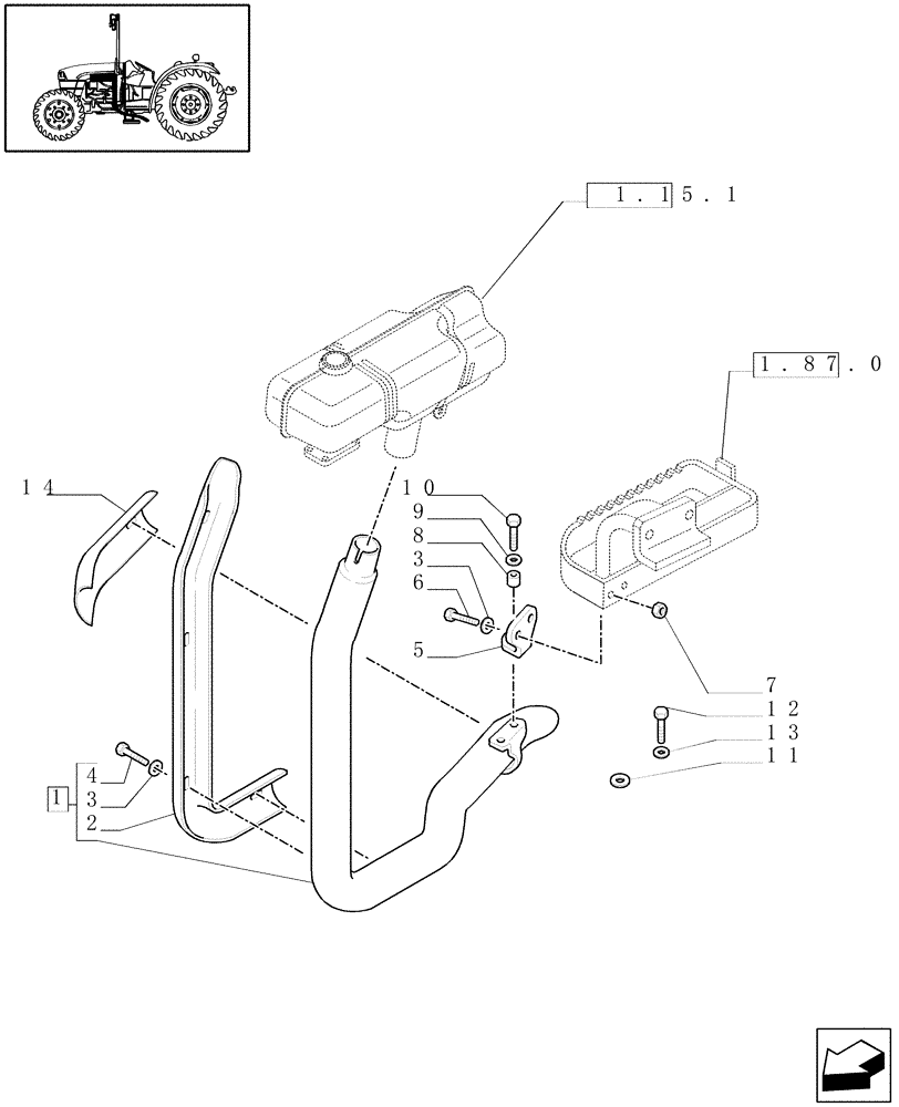 Схема запчастей Case IH JX1095C - (719150050) - (DIA KIT) HORIZONTAL EXHAUST WITH PROTECTION SHIELD (18) - VARIATIONS