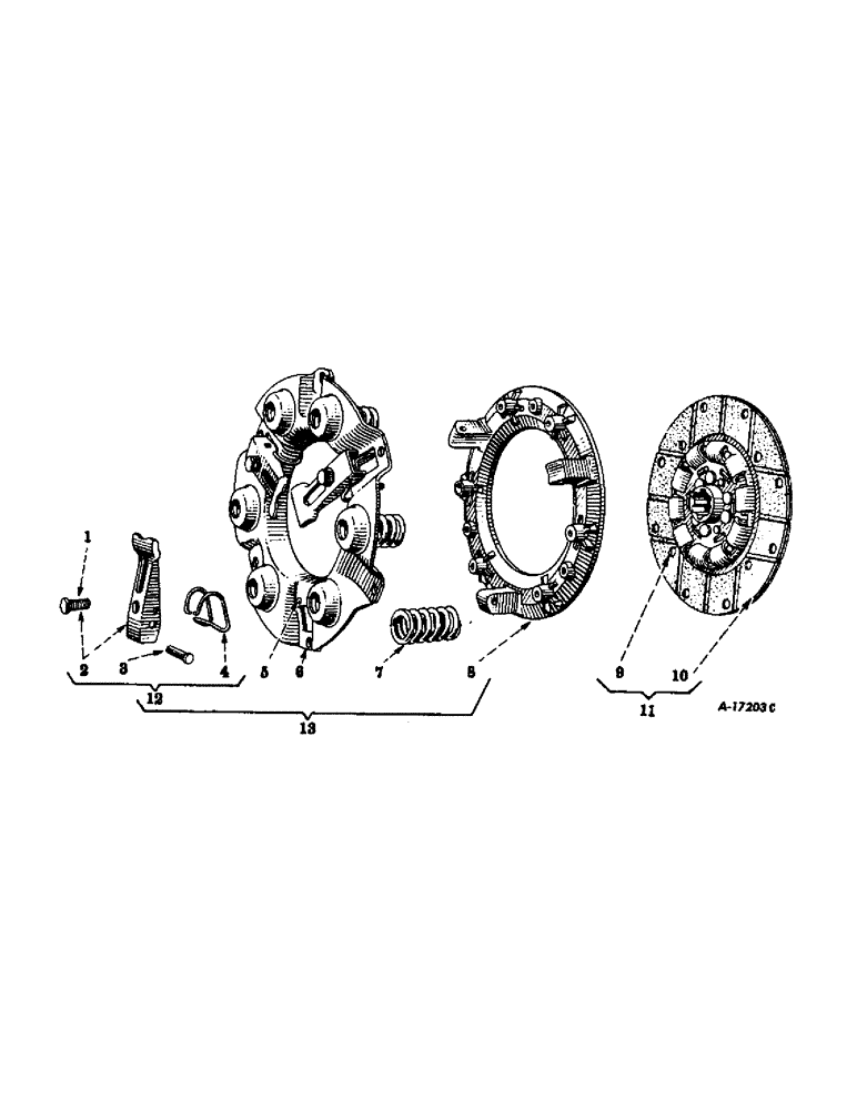 Схема запчастей Case IH 200 - (159) - CHASSIS, CLUTCH, ROCKFORD, FOR FARMALL 200 TRACTORS 501 TO 2288 (12) - CHASSIS