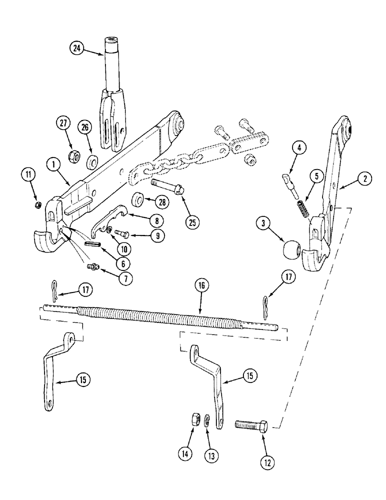Схема запчастей Case IH 1394 - (9-378) - LOWER LINKS AND HITCH BRACKETS (09) - CHASSIS/ATTACHMENTS