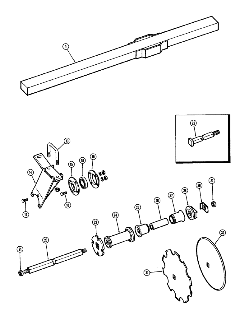 Схема запчастей Case IH F21 - (028) - FRONT LEFT GANG, 7 INCH SPACING, F21, F21-7-144 & 158 