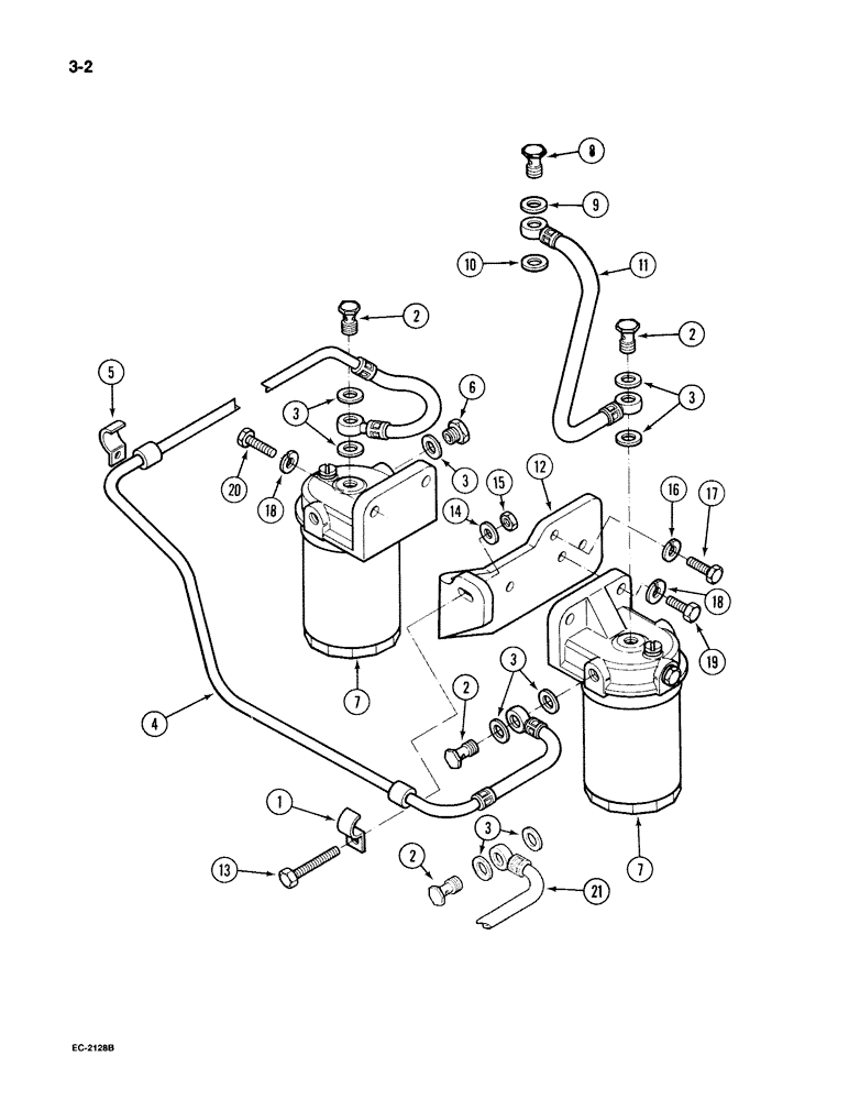 Схема запчастей Case IH 395 - (3-002) - FUEL FILTERS AND CONNECTIONS (03) - FUEL SYSTEM