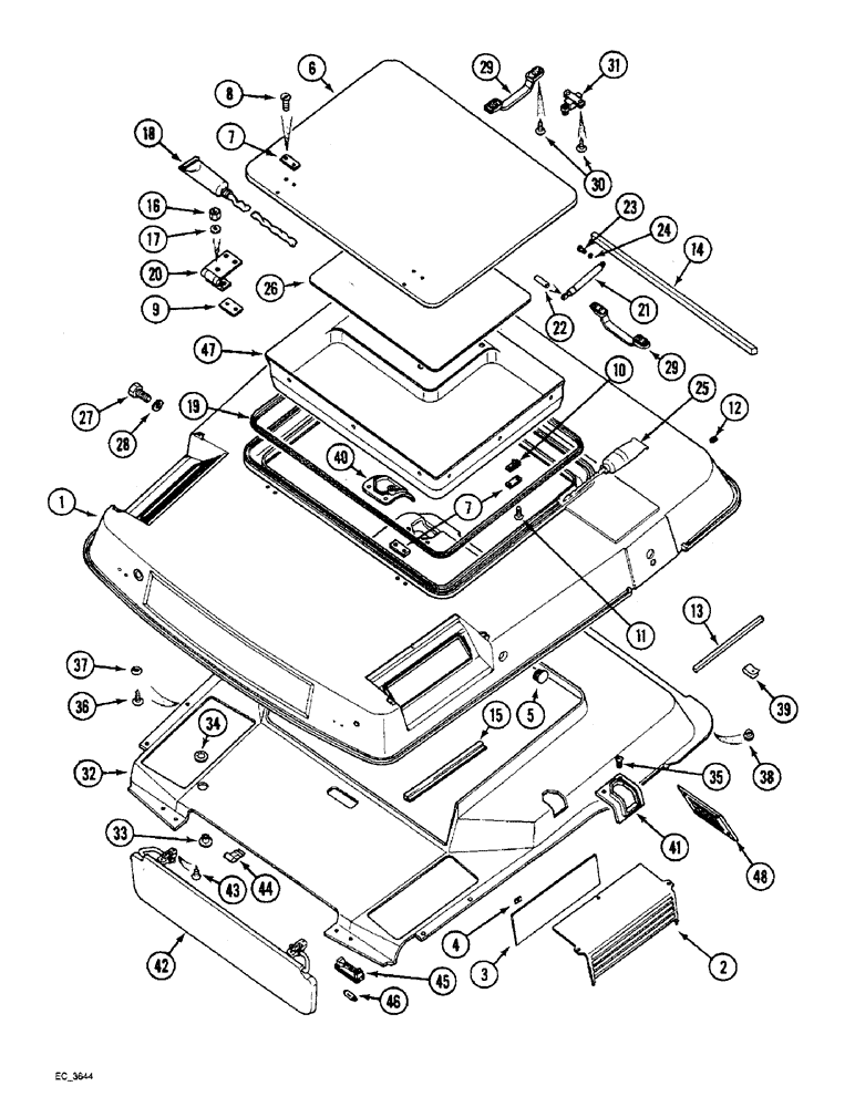 Схема запчастей Case IH 3230 - (9-044) - CAB, ROOF FRAME (09) - CHASSIS/ATTACHMENTS