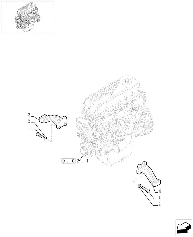 Схема запчастей Case IH F2BE0684A B003 - (0.04.4[01]) - ENGINE SUSPENSION (504051643) 